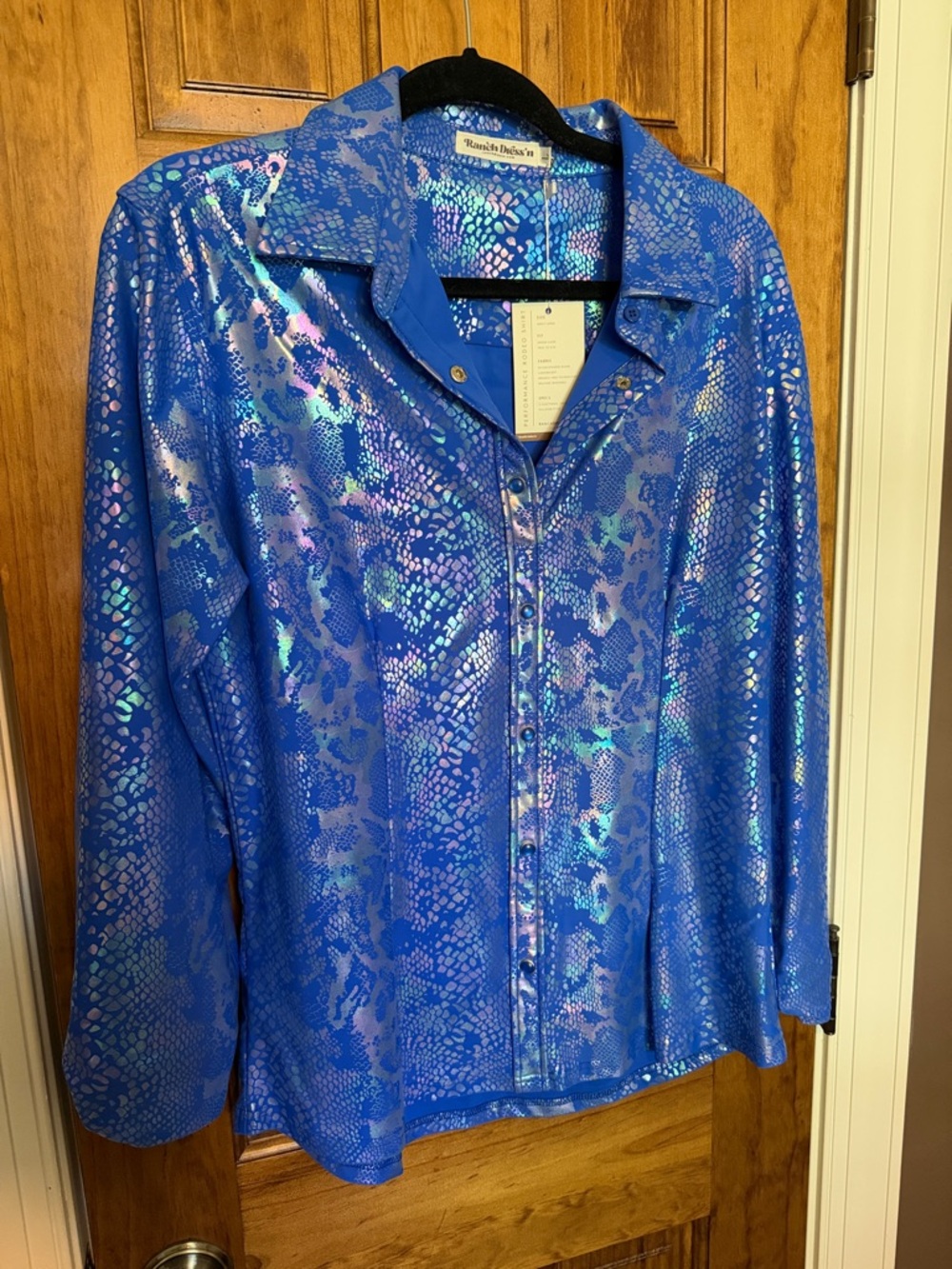 Ranch Dress'n Blue Iridescent Snakeskin Button-Up Shirt